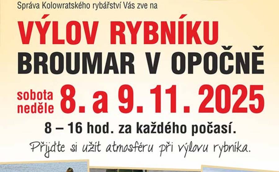 Výlov rybníku Broumar 8. a 9.11.2025